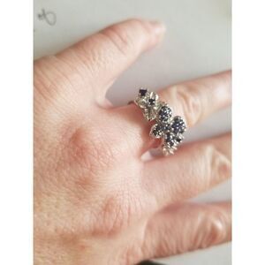 3D blue sapphire flowered Ring sz 7